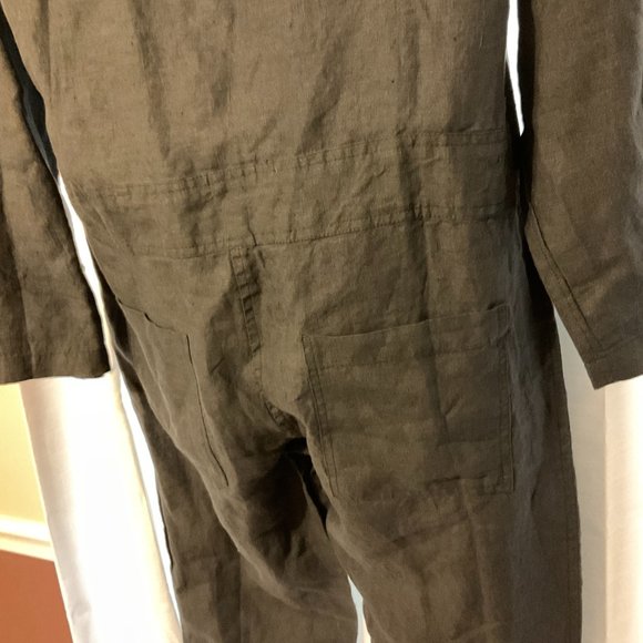 The Shanty Corporation Jumpsuit S Blue-Gray Button Front Long Sleeve Pockets - Picture 8 of 10